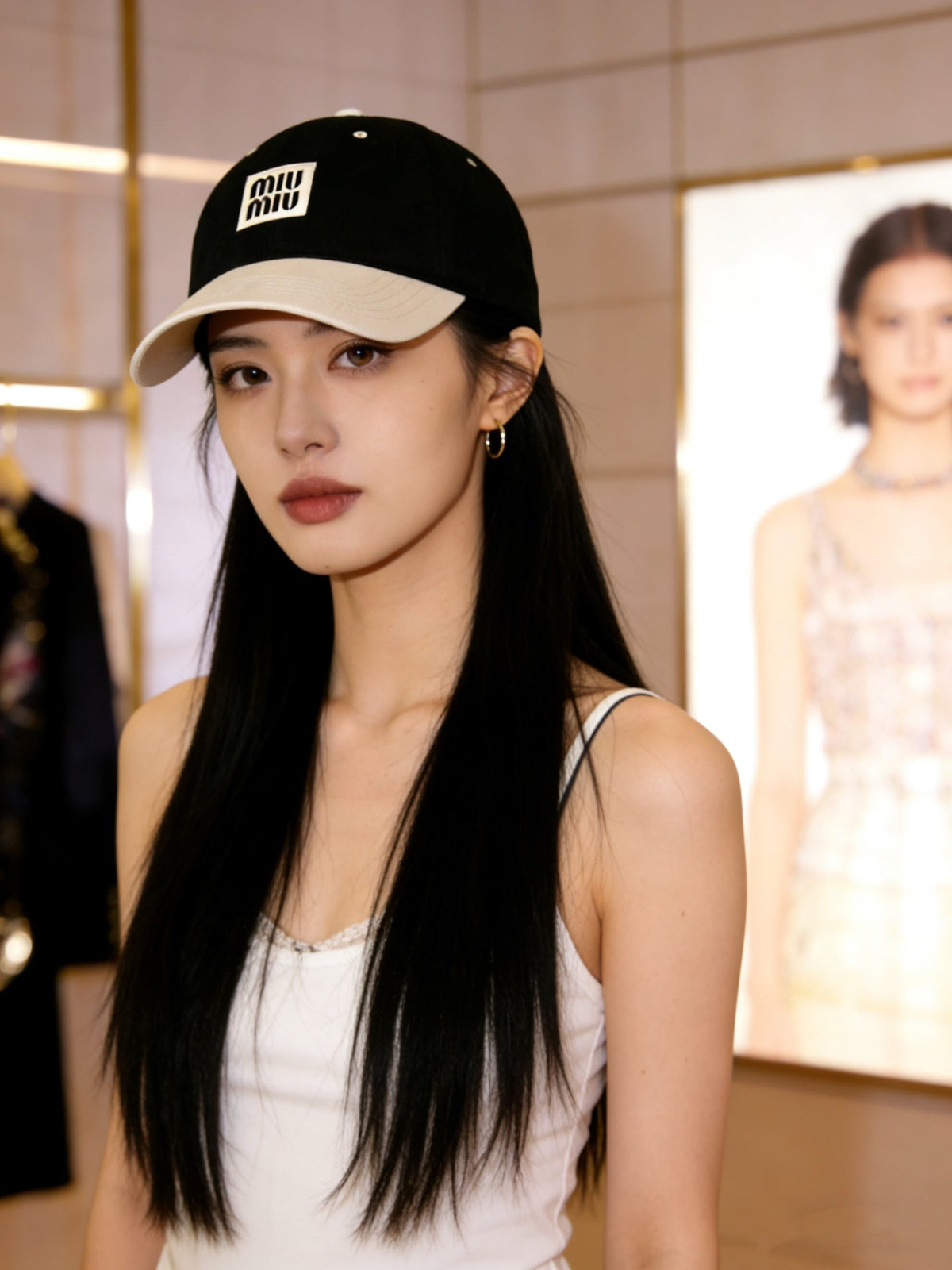 Miu Miu Color-Block Logo Baseball Cap