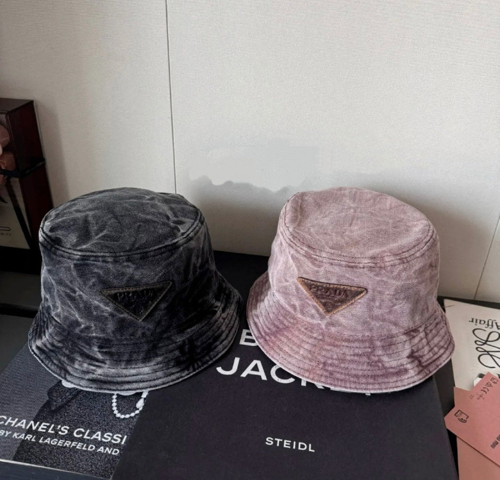 Prada Bucket Hat - Gray / Pink